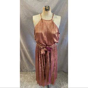 Eva Mendes rose gold halter dress